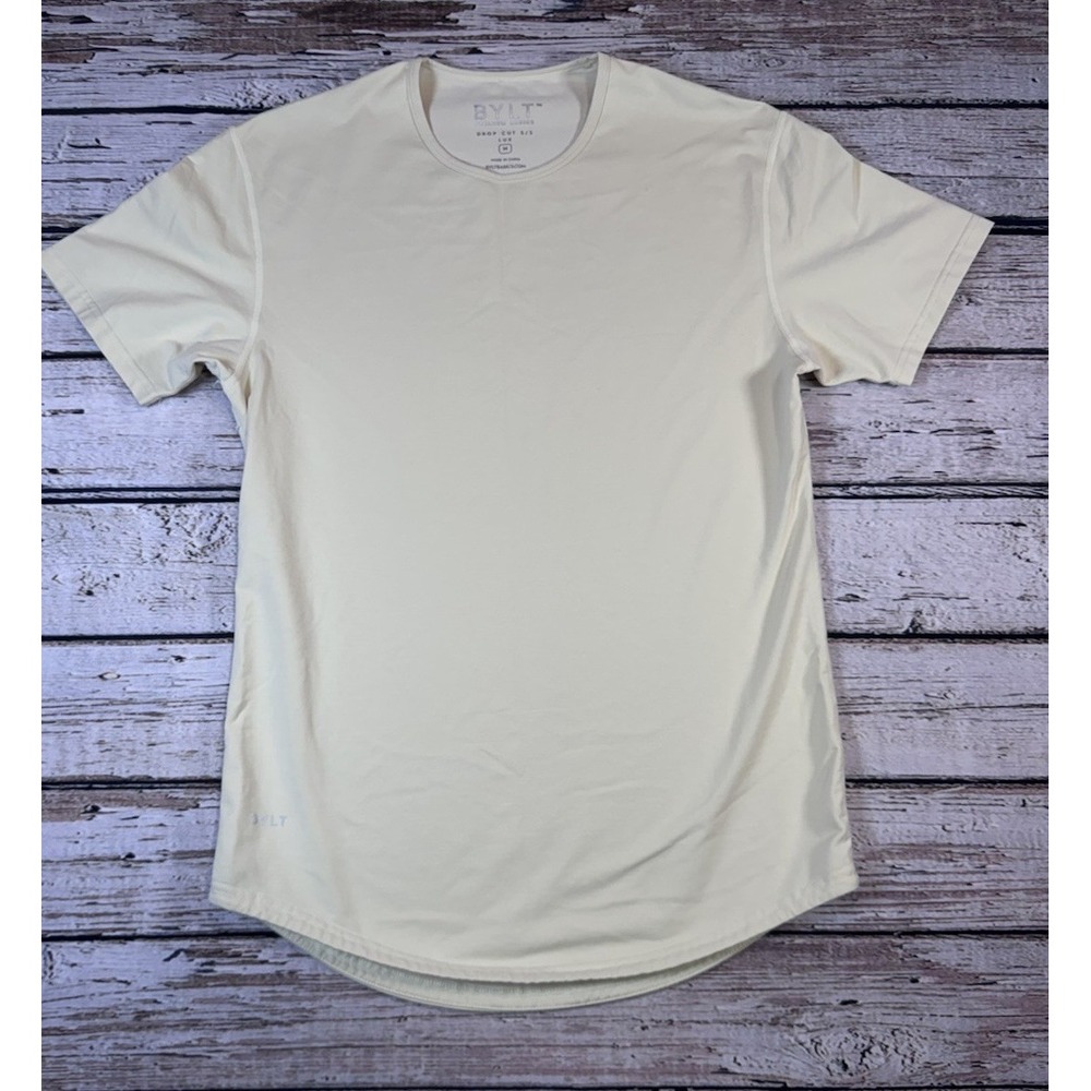 BYLT Basics Drop Cut Lux T-Shirt S/S Medium Yellow Crew‎ Neck Casual Gym Mens